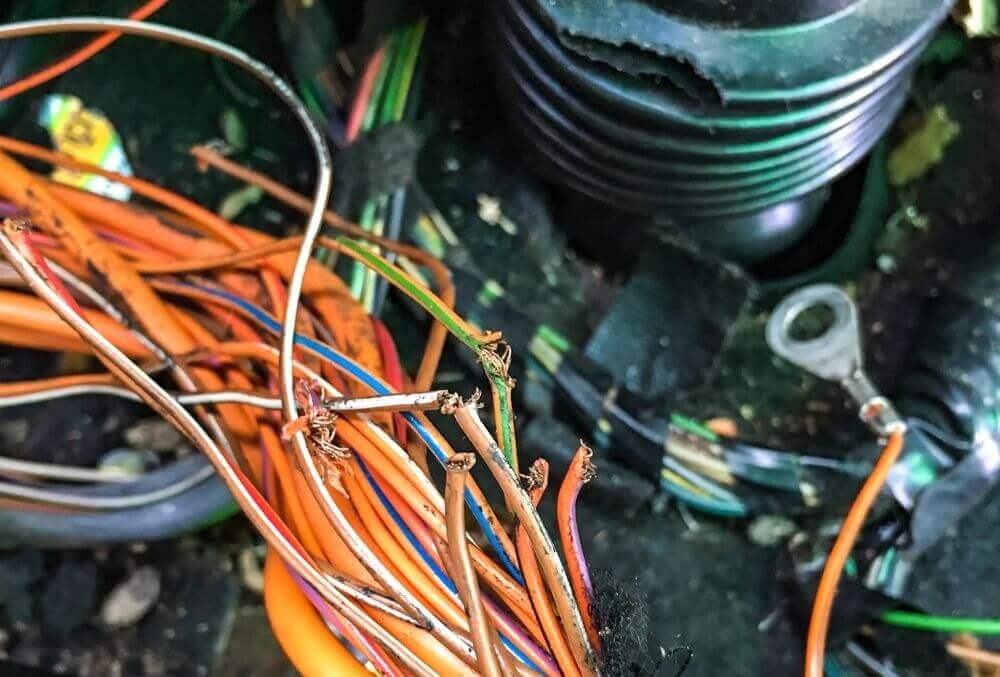 Rodent damage to car wiring